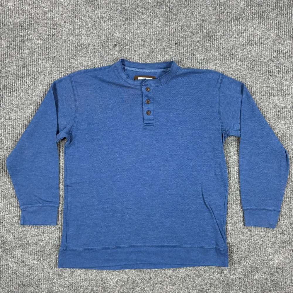 Reel Legends Mens Size Medium Blue Long Sleeve Henley Pullover Sweatshirt